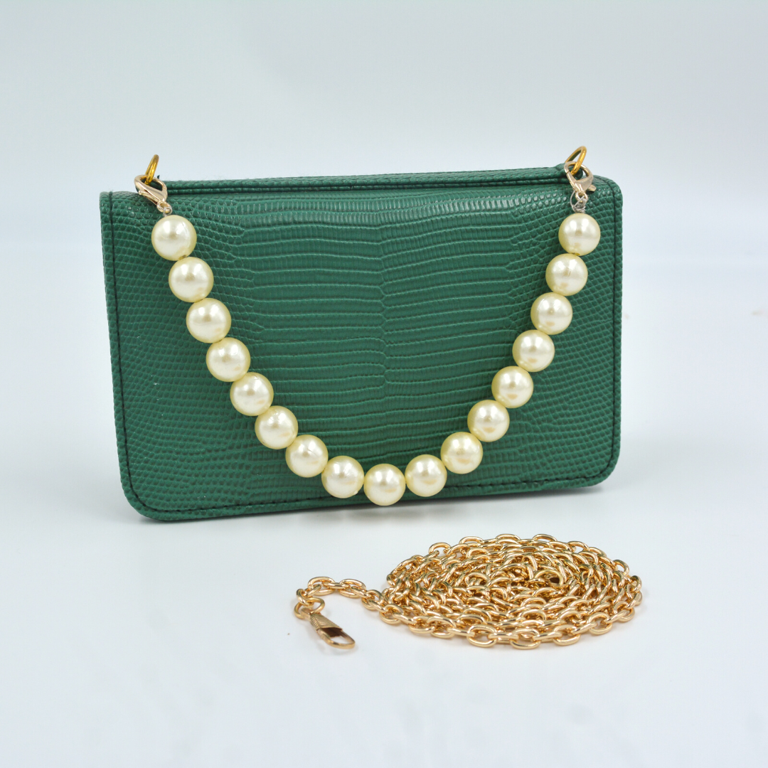 Green Croc Embossed Monogram Bag