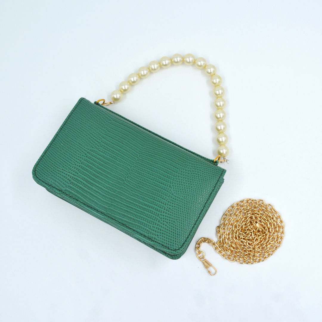 Green Croc Embossed Monogram Bag