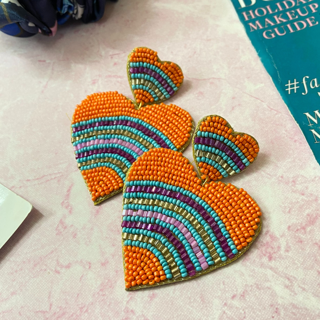 I Heart You in Shades Of Orange Earrings