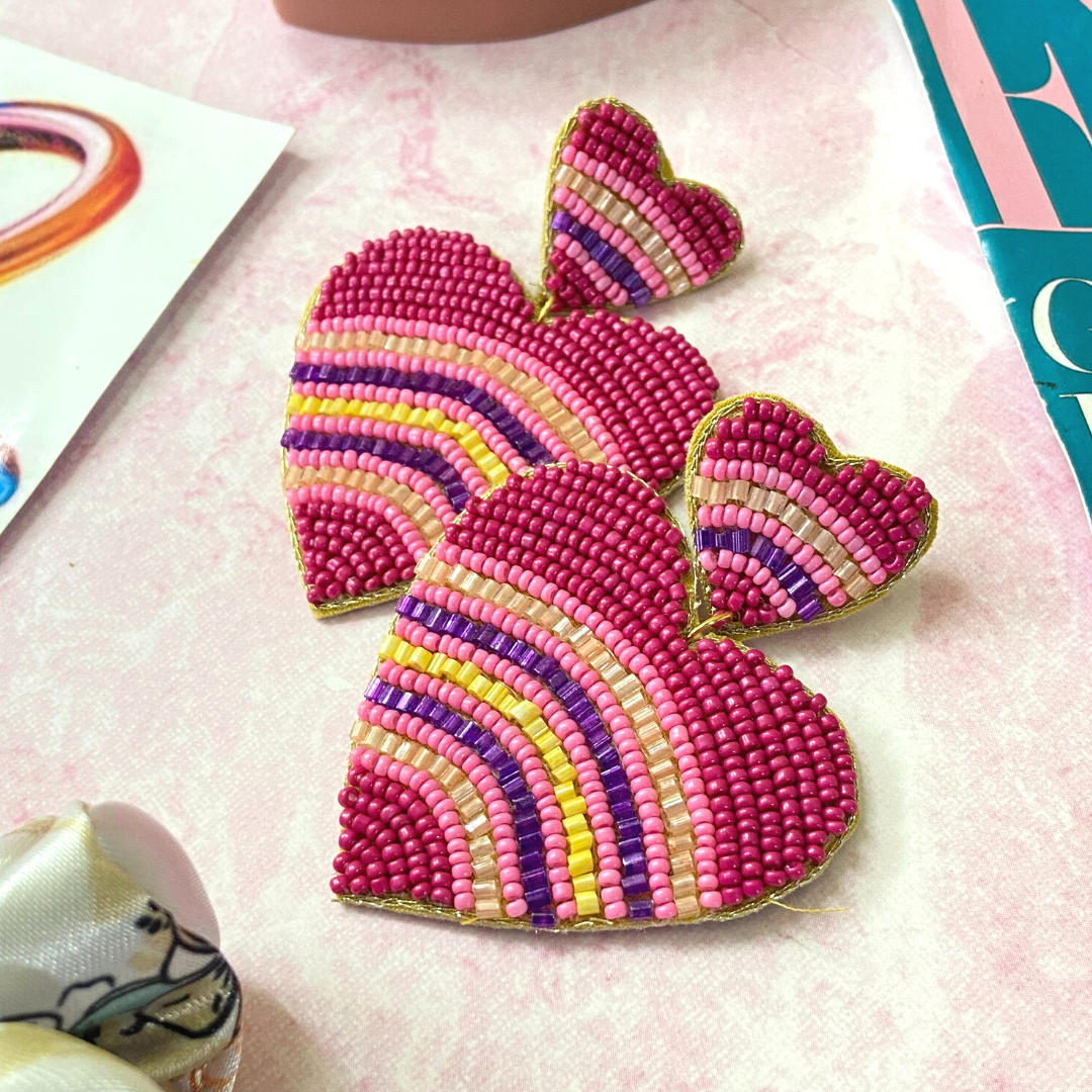 I Heart You in Shades Of Pink Earrings