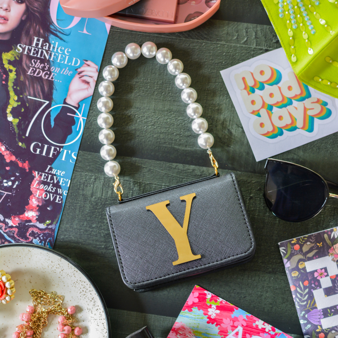 Black Non Textured Monogram Bag