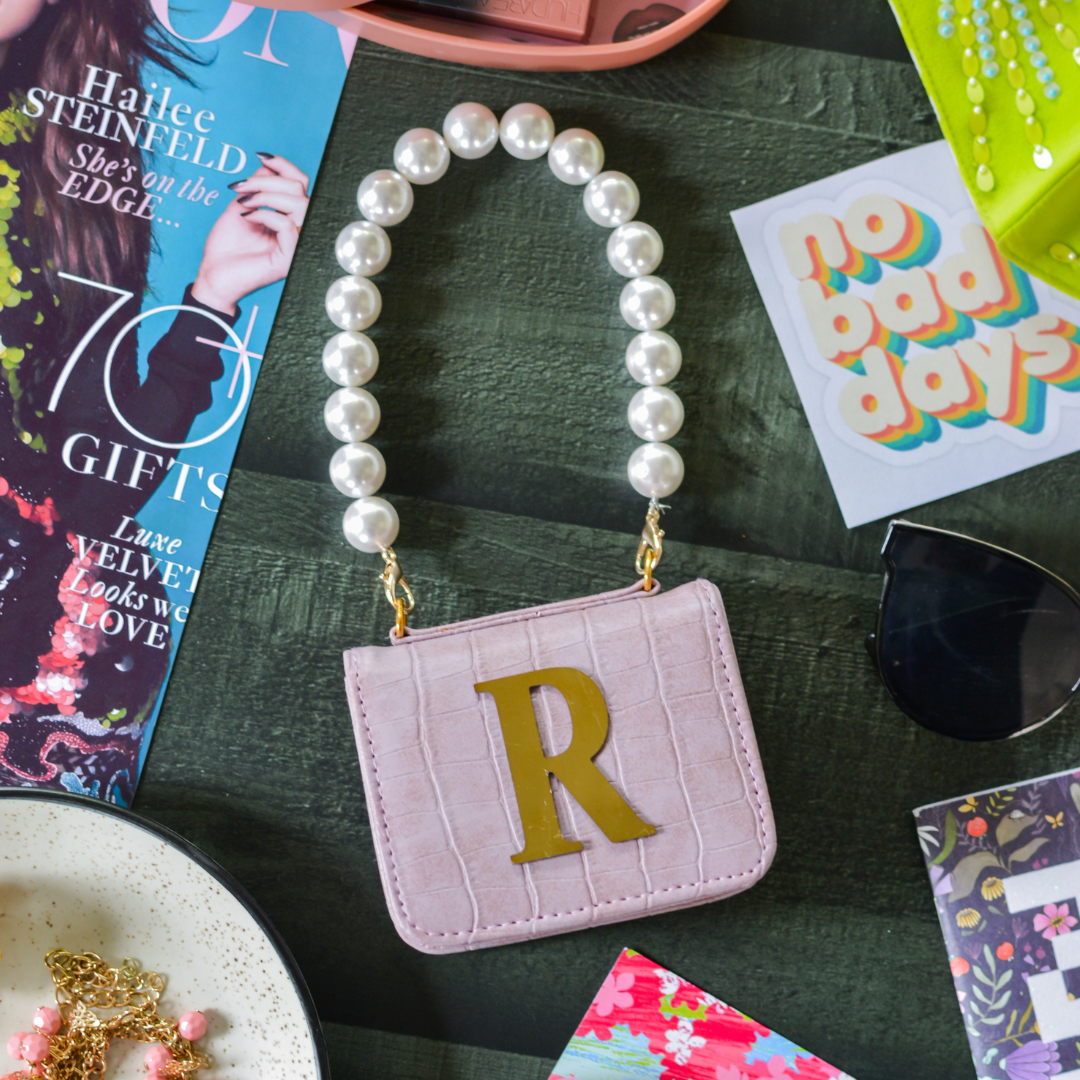 Lavender Croc Embossed Monogram bag