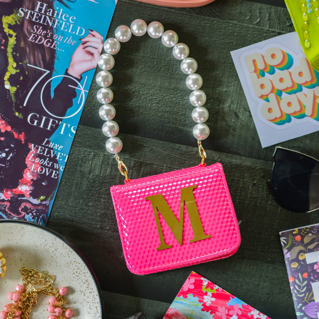 Pink Textured Monogram Bag