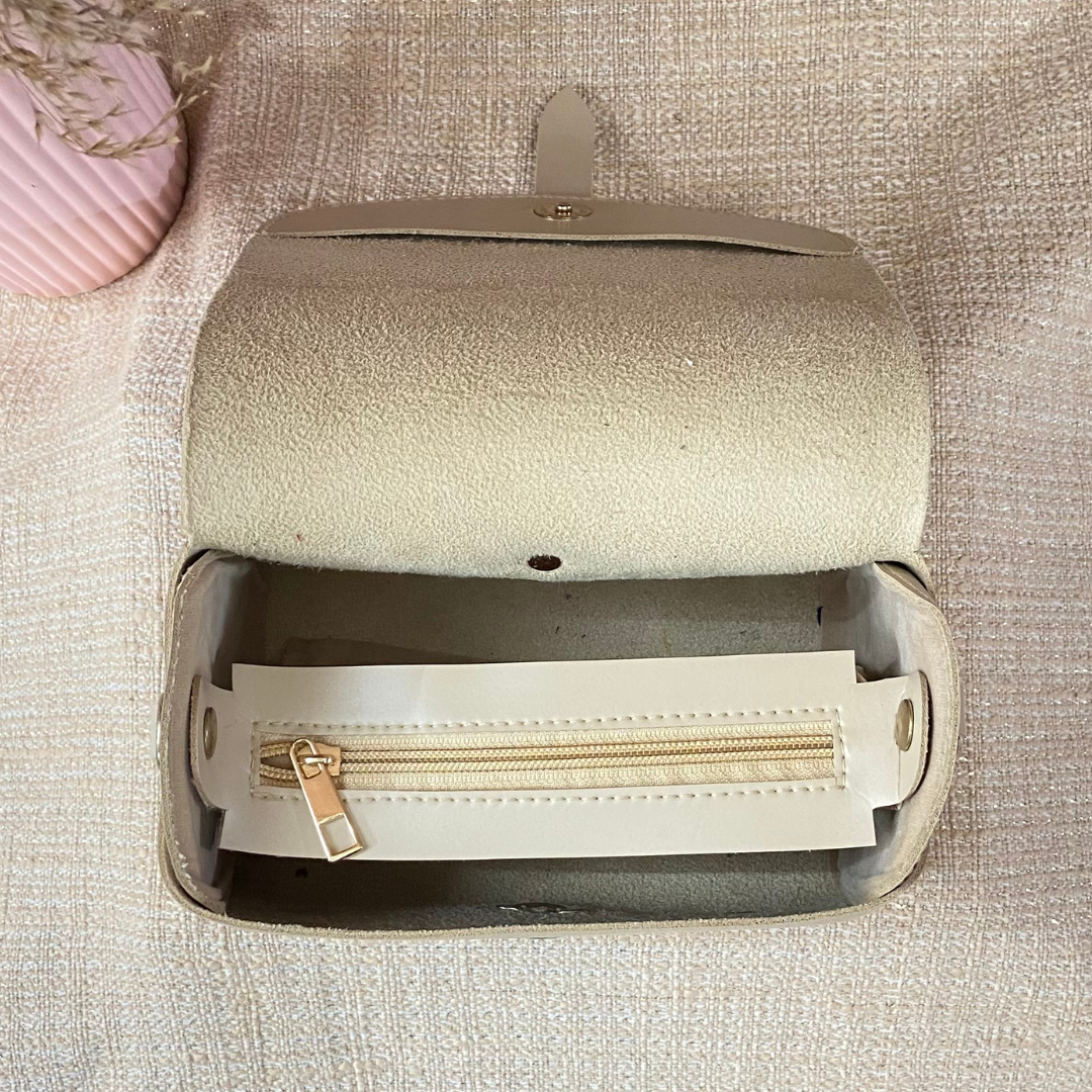 Light Beige Eva Bag with Multi-color Belt.