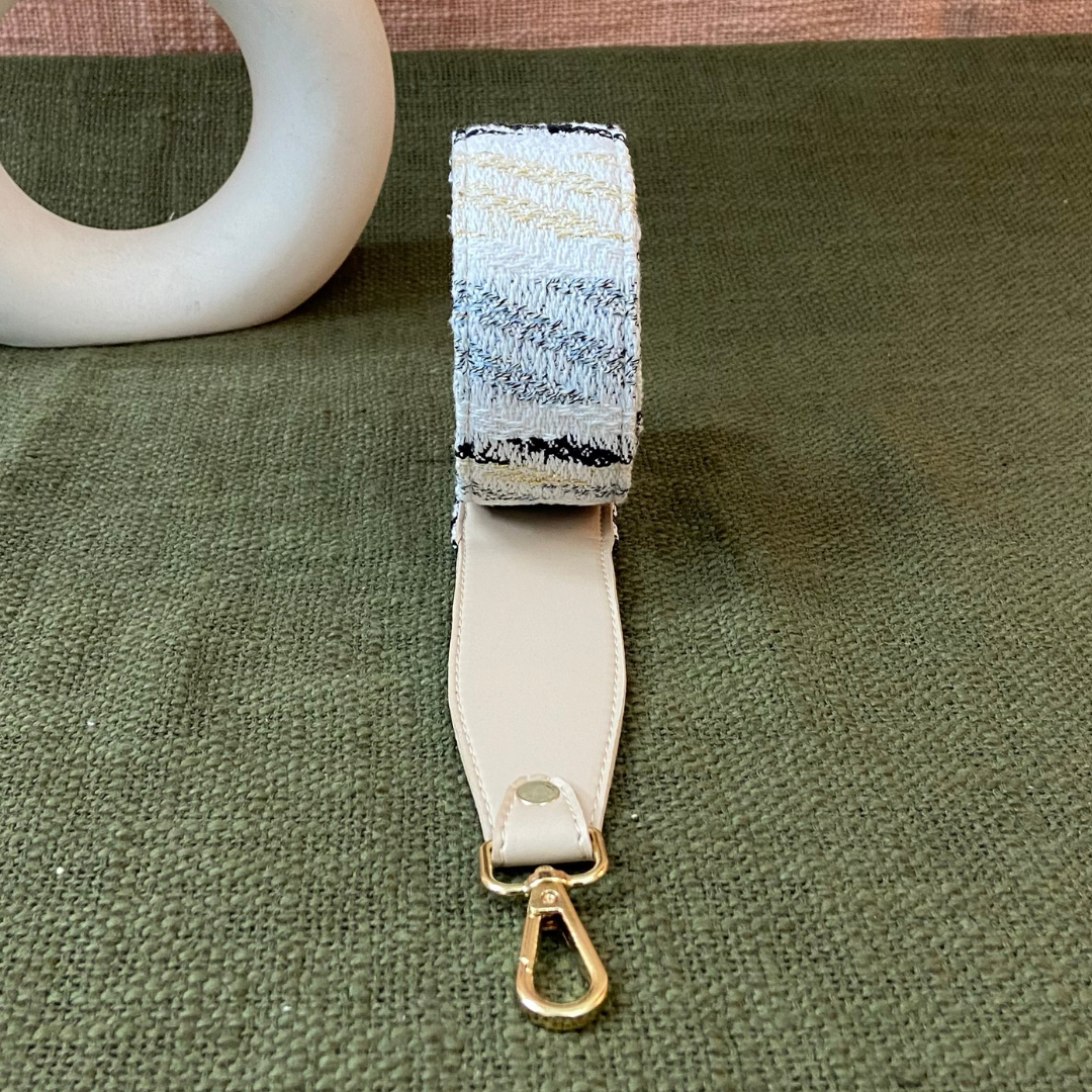 Light Beige White Tribal Shoulder Strap