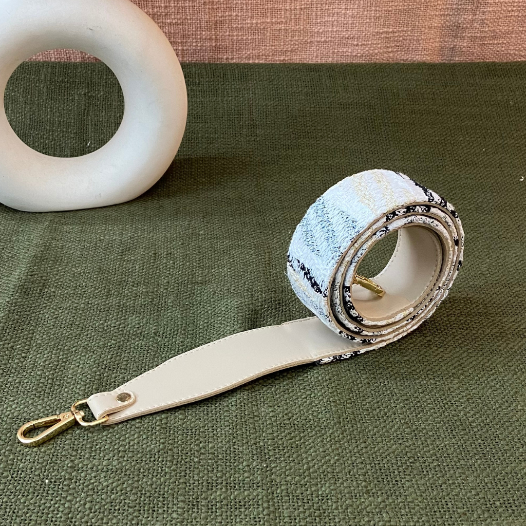 Light Beige White Tribal Shoulder Strap