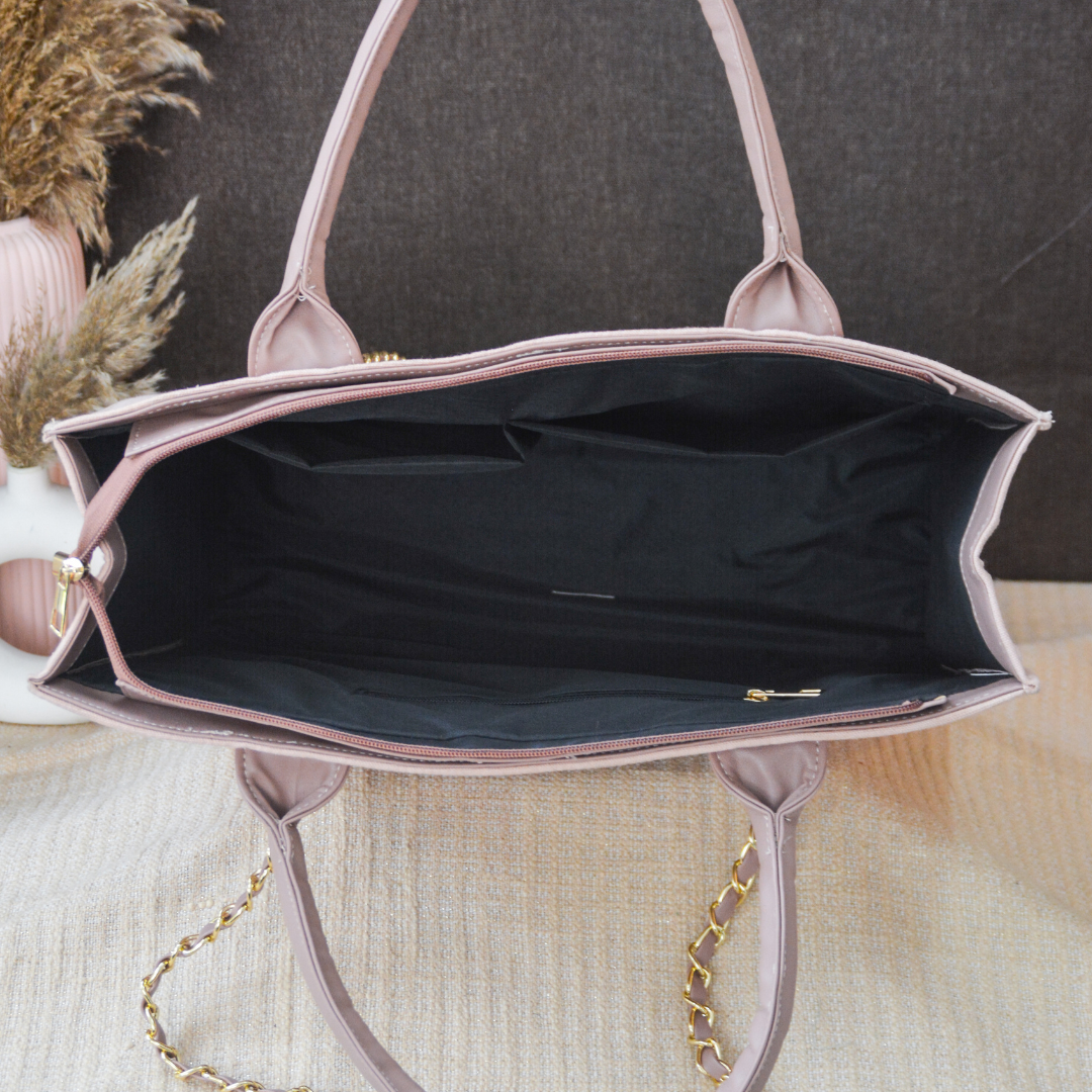 Light Pink Chain Tote Handwork (2 Initials)
