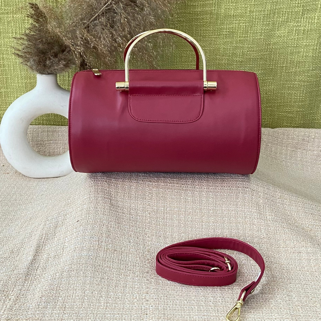 Maroon Barrel Bag Big.