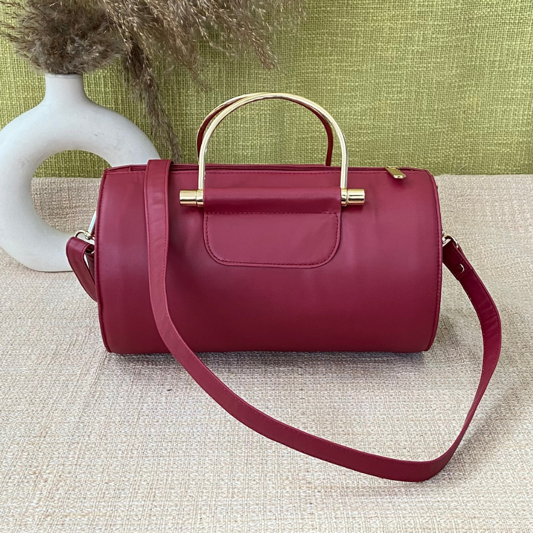 Maroon Barrel Bag Big.