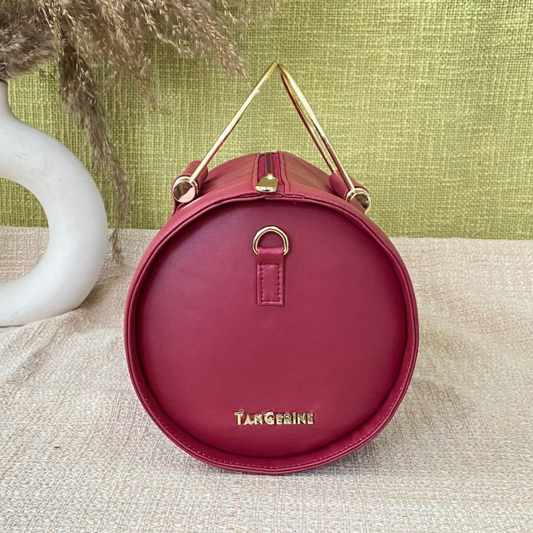 Maroon Barrel Bag Big.