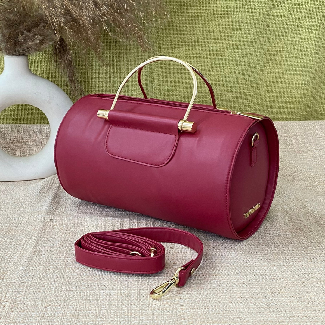 Maroon Barrel Bag Big.