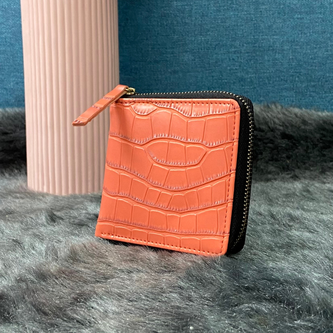 Orange Croc Mini Wallet.