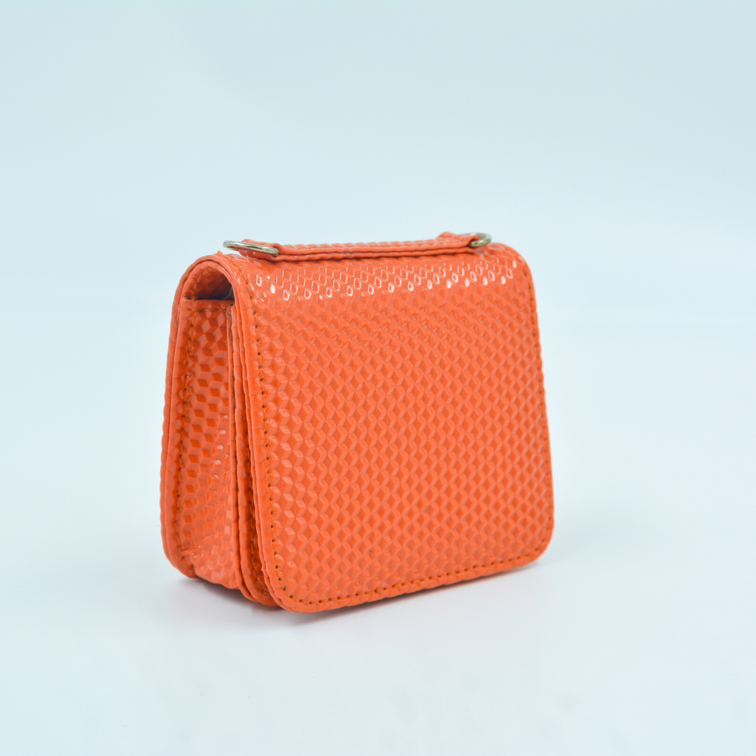 Orange Textured Monogram Bag