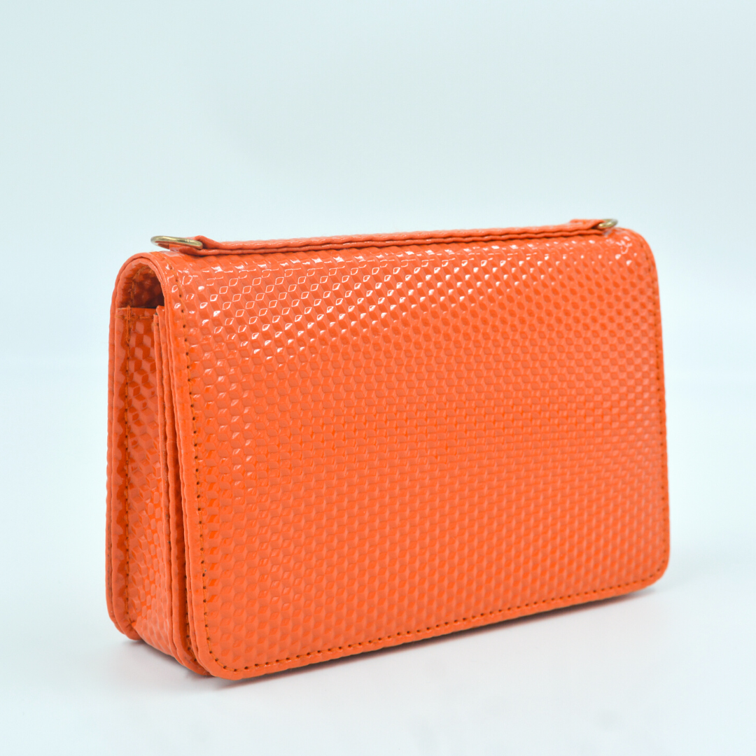 Orange Textured Monogram Bag