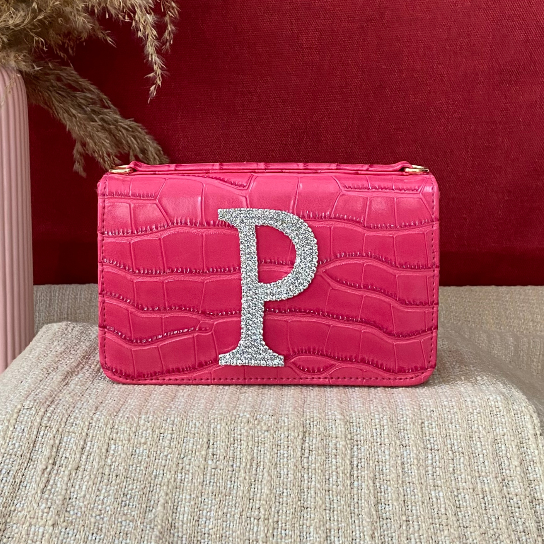 Pink Croc Embossed Box Style Waist Bag Phone Size