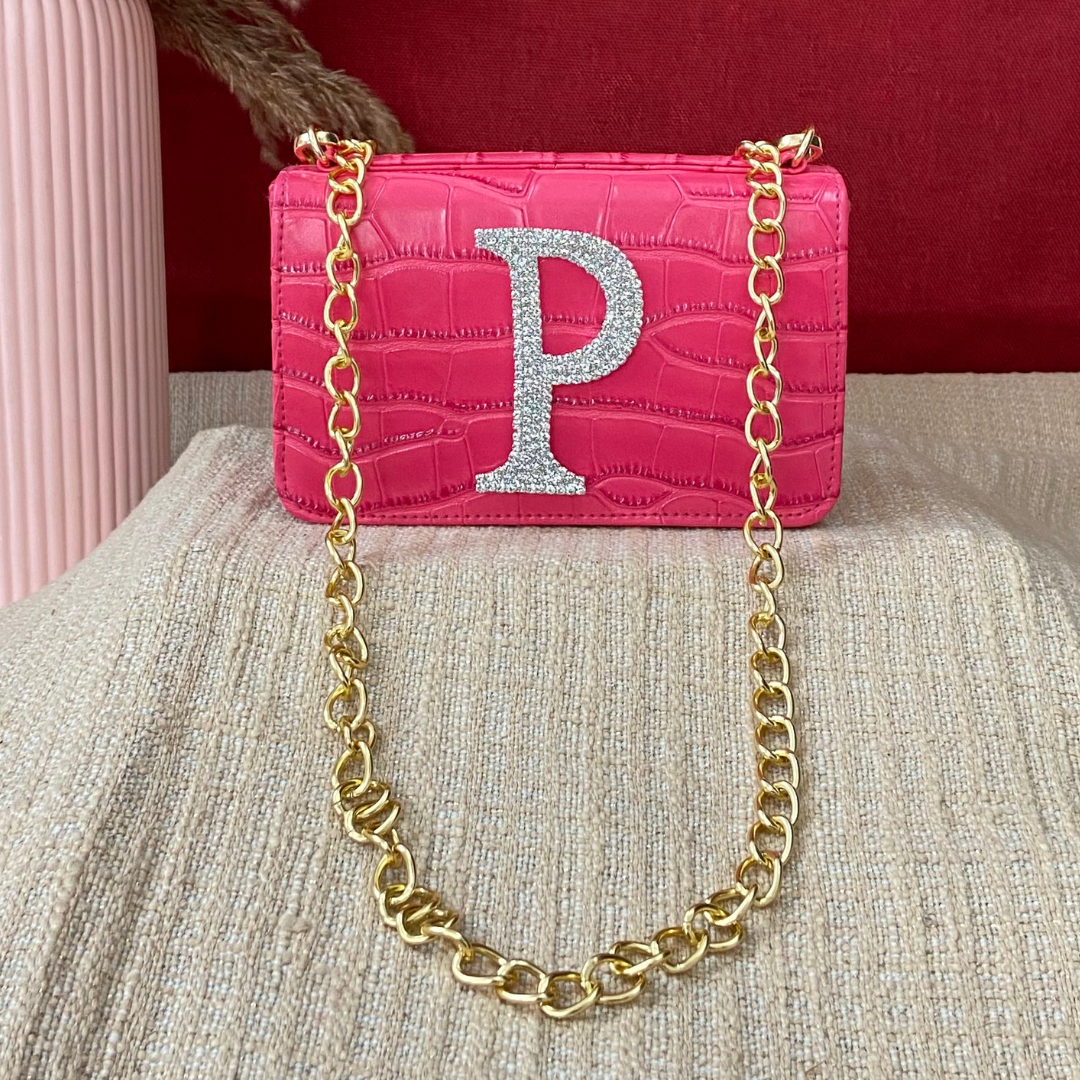 Pink Croc Embossed Box Style Waist Bag Phone Size