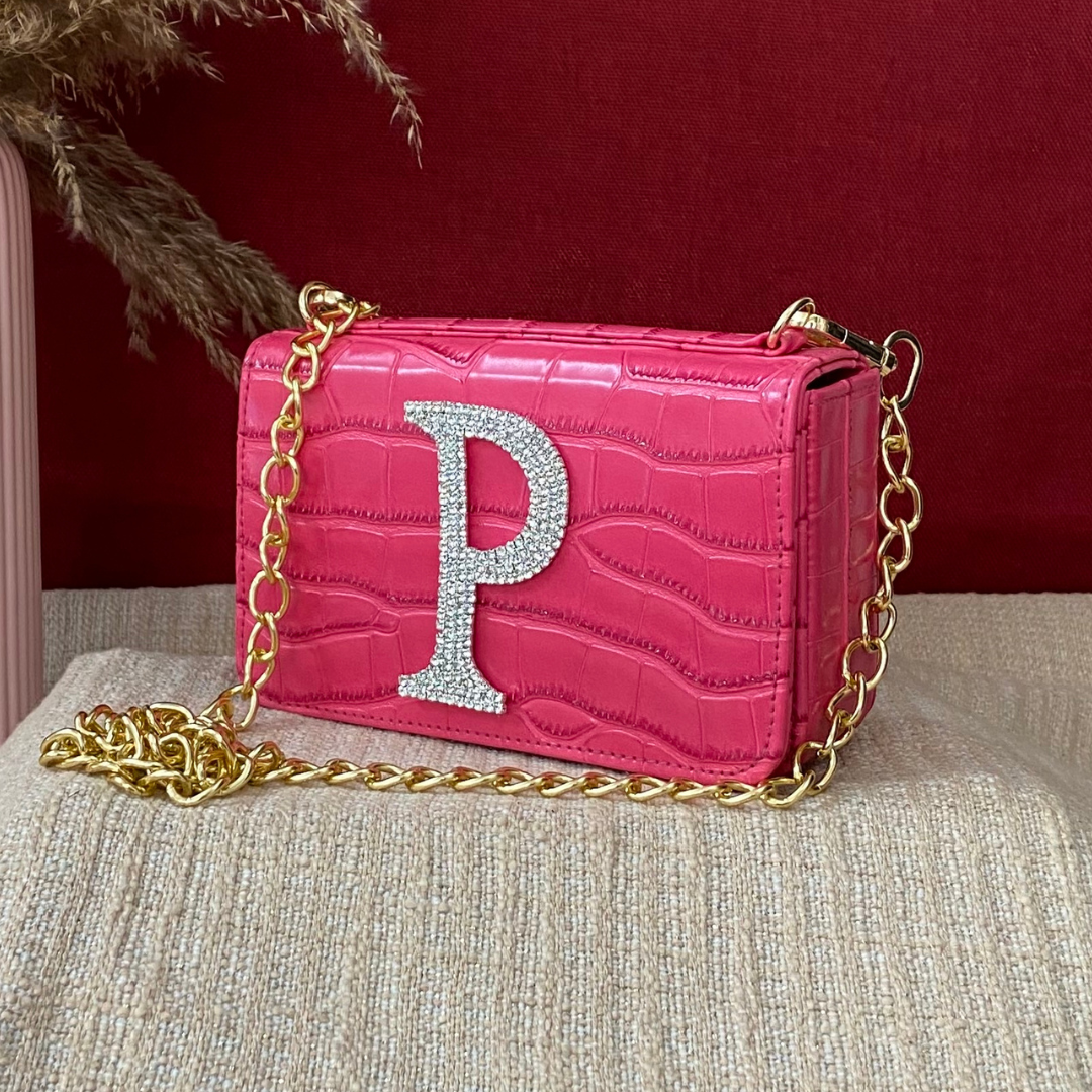 Pink Croc Embossed Box Style Waist Bag Phone Size