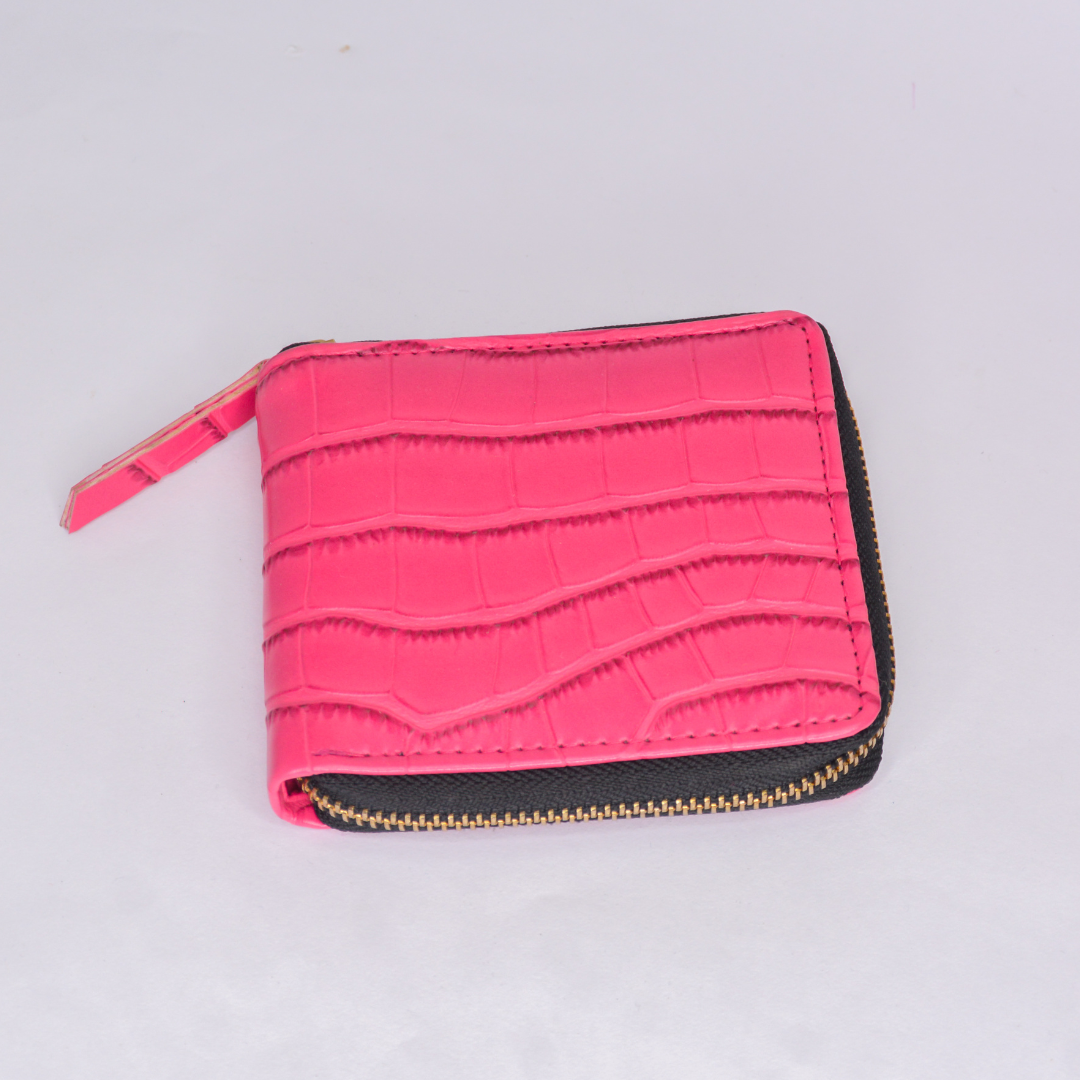 Pink Croc Mini Wallet