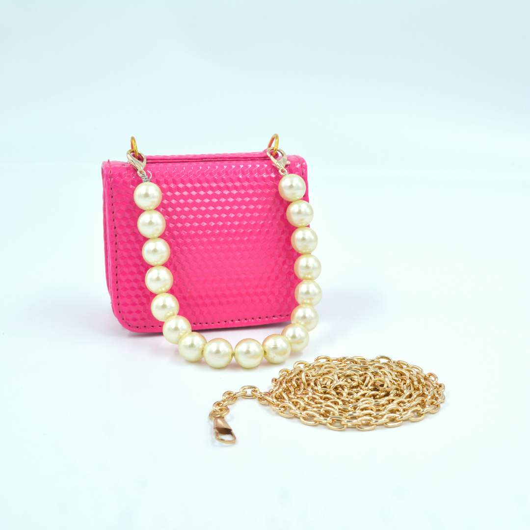 Pink Textured Monogram Bag