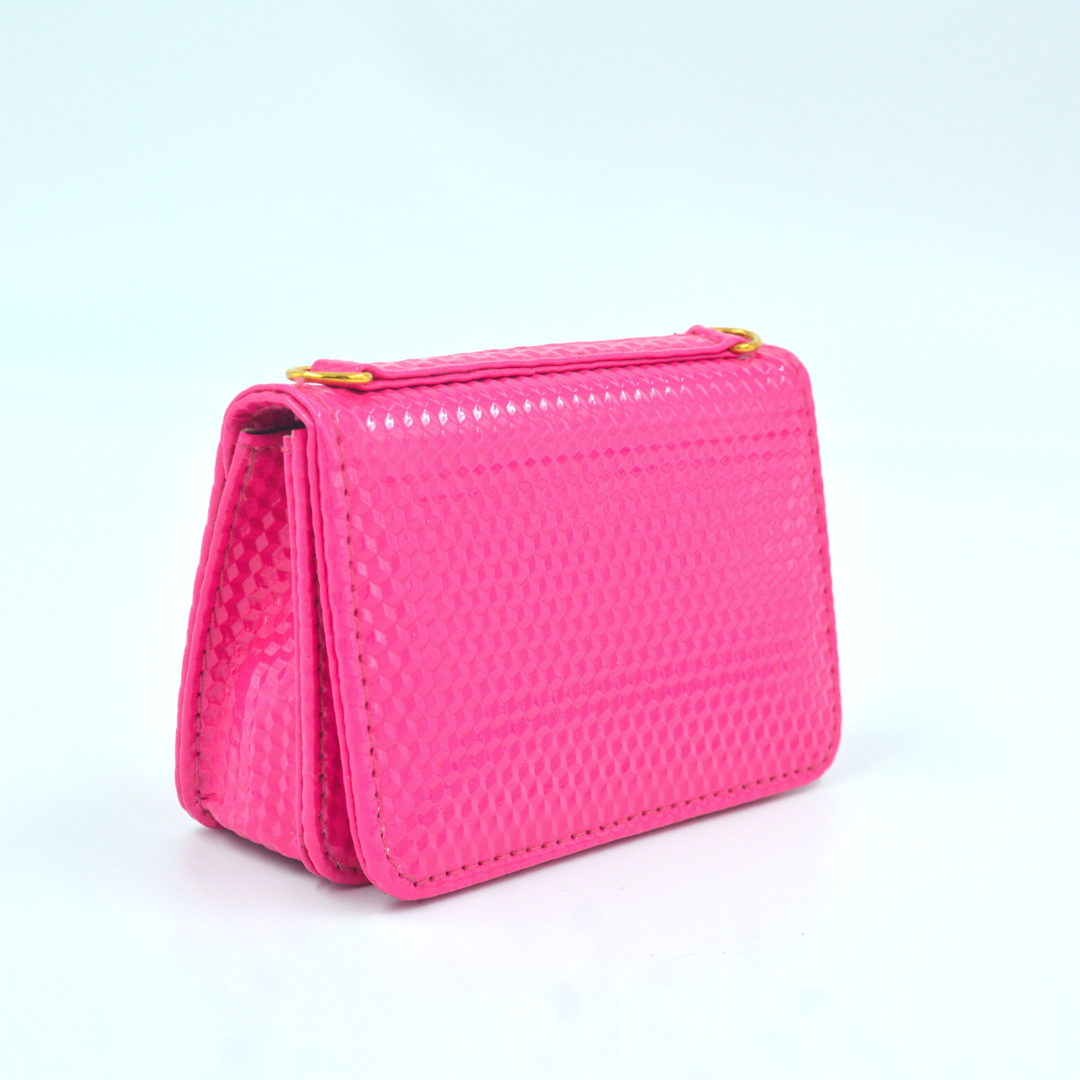 Pink Textured Monogram Bag