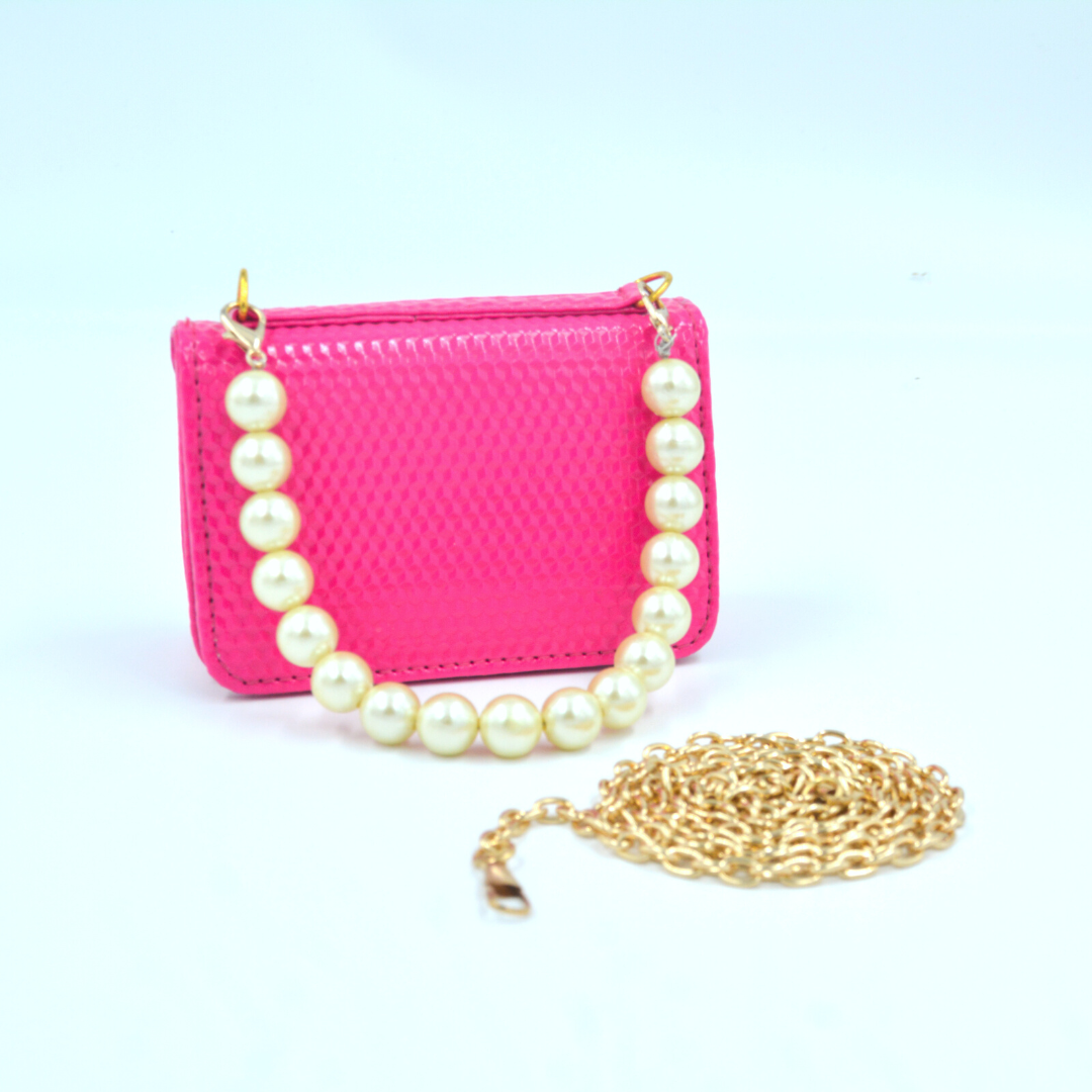 Pink Textured Monogram Bag