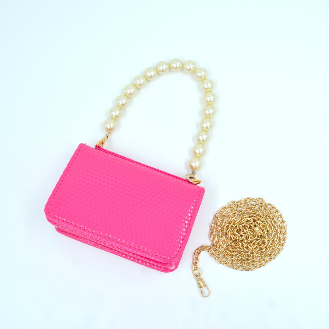 Pink Textured Monogram Bag