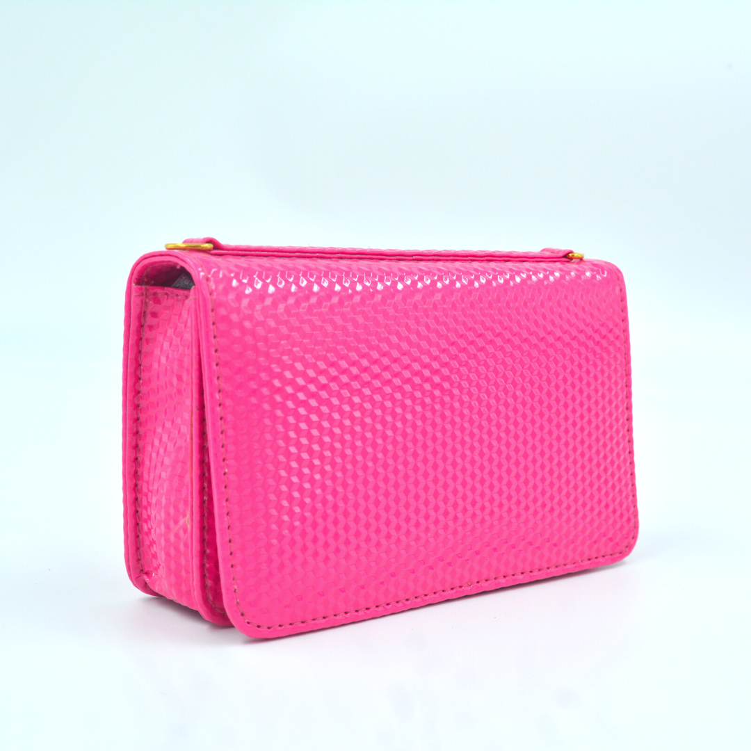 Pink Textured Monogram Bag