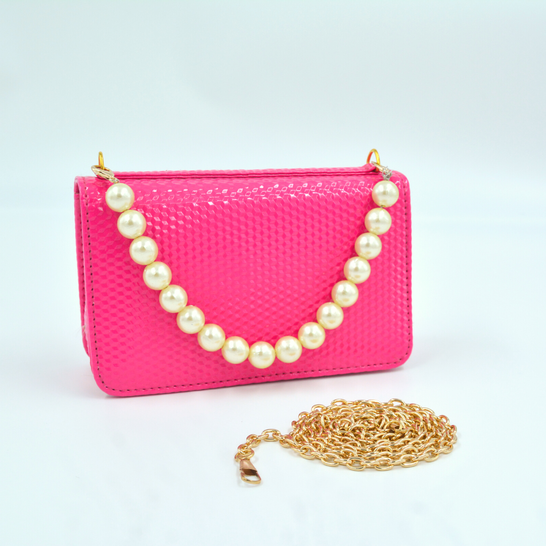 Pink Textured Monogram Bag