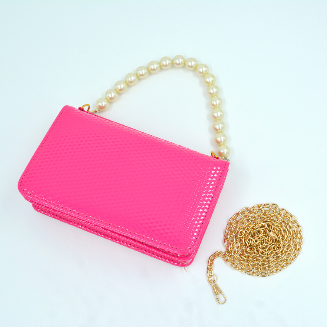 Pink Textured Monogram Bag