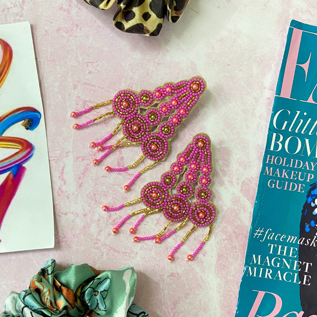 Myra Pink & Gold Earrings