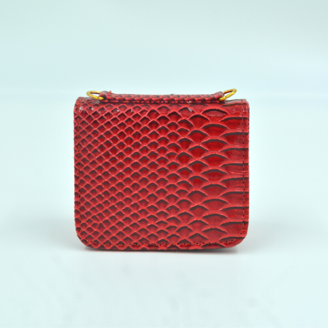 Wine Red Croc Embossed Monogram Bag