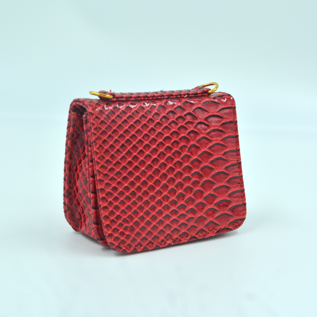 Wine Red Croc Embossed Monogram Bag