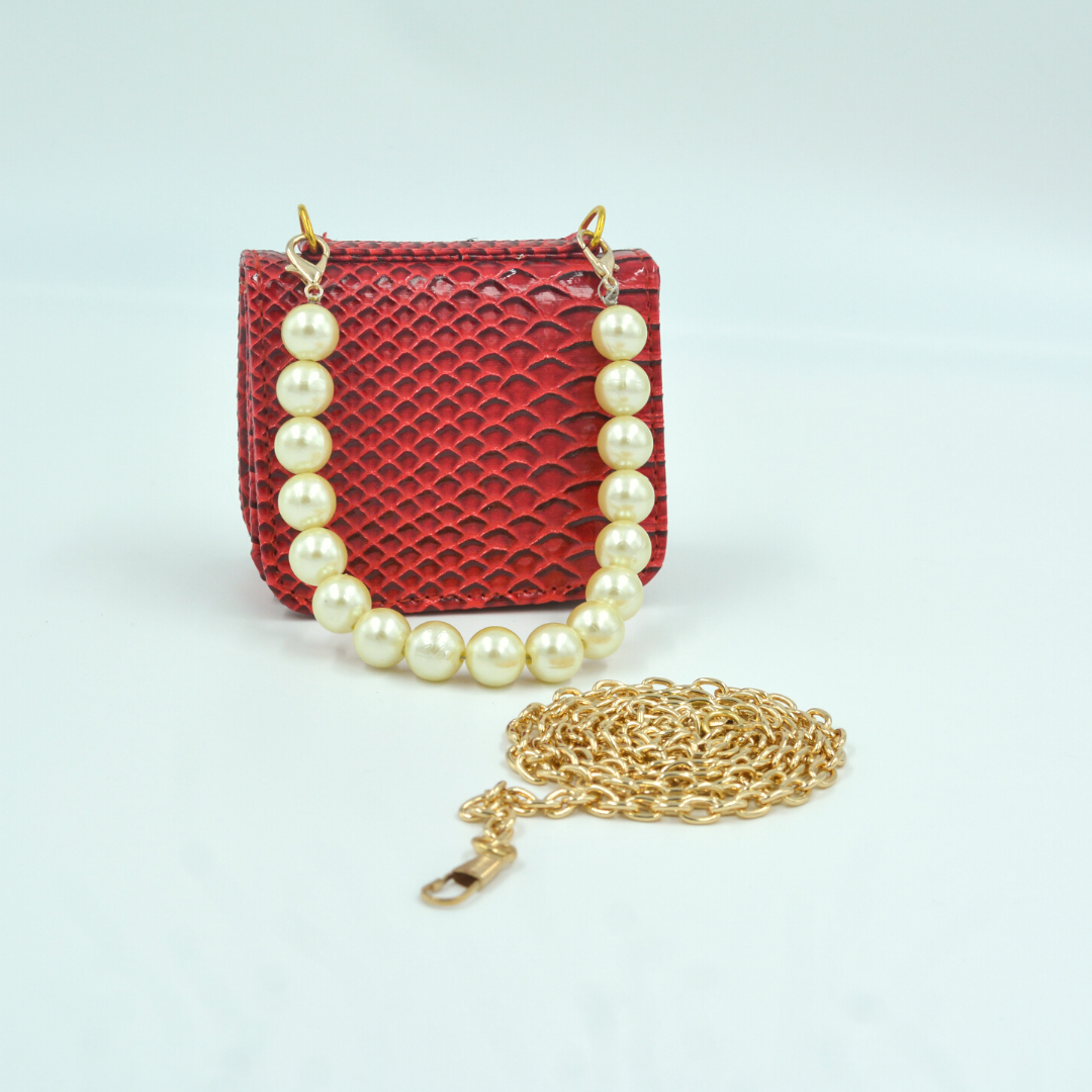 Wine Red Croc Embossed Monogram Bag