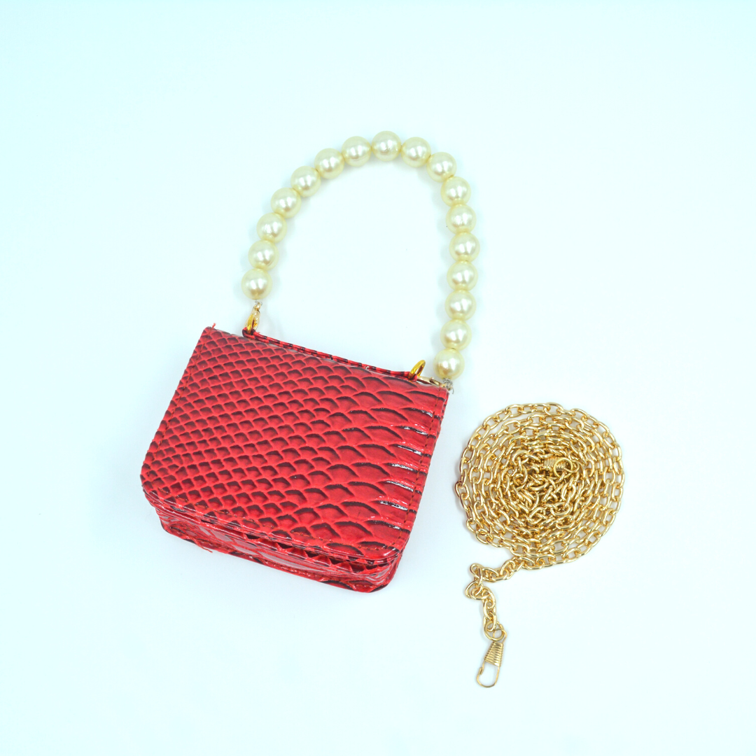 Wine Red Croc Embossed Monogram Bag