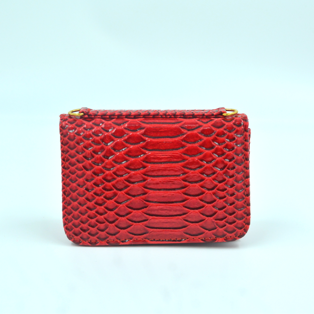 Wine Red Croc Embossed Monogram Bag