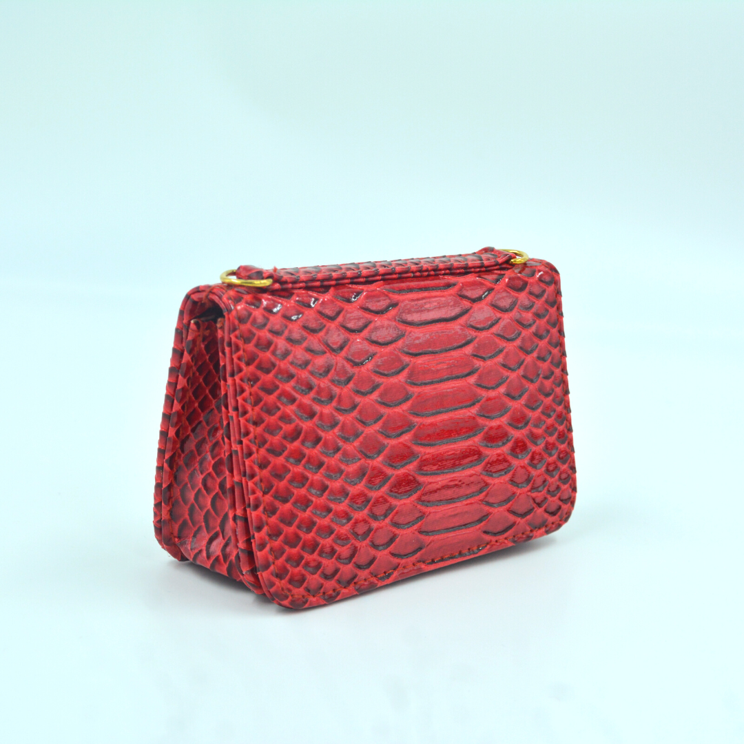 Wine Red Croc Embossed Monogram Bag