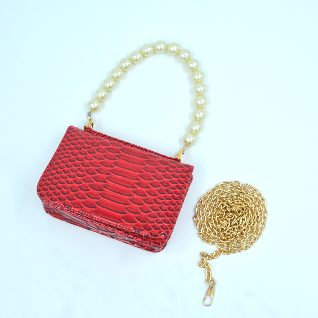 Wine Red Croc Embossed Monogram Bag