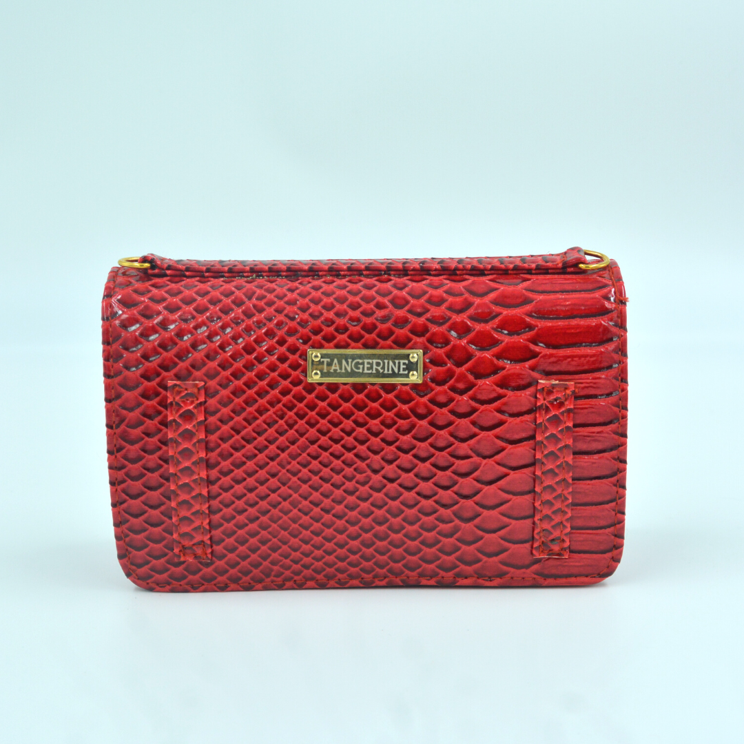 Wine Red Croc Embossed Monogram Bag