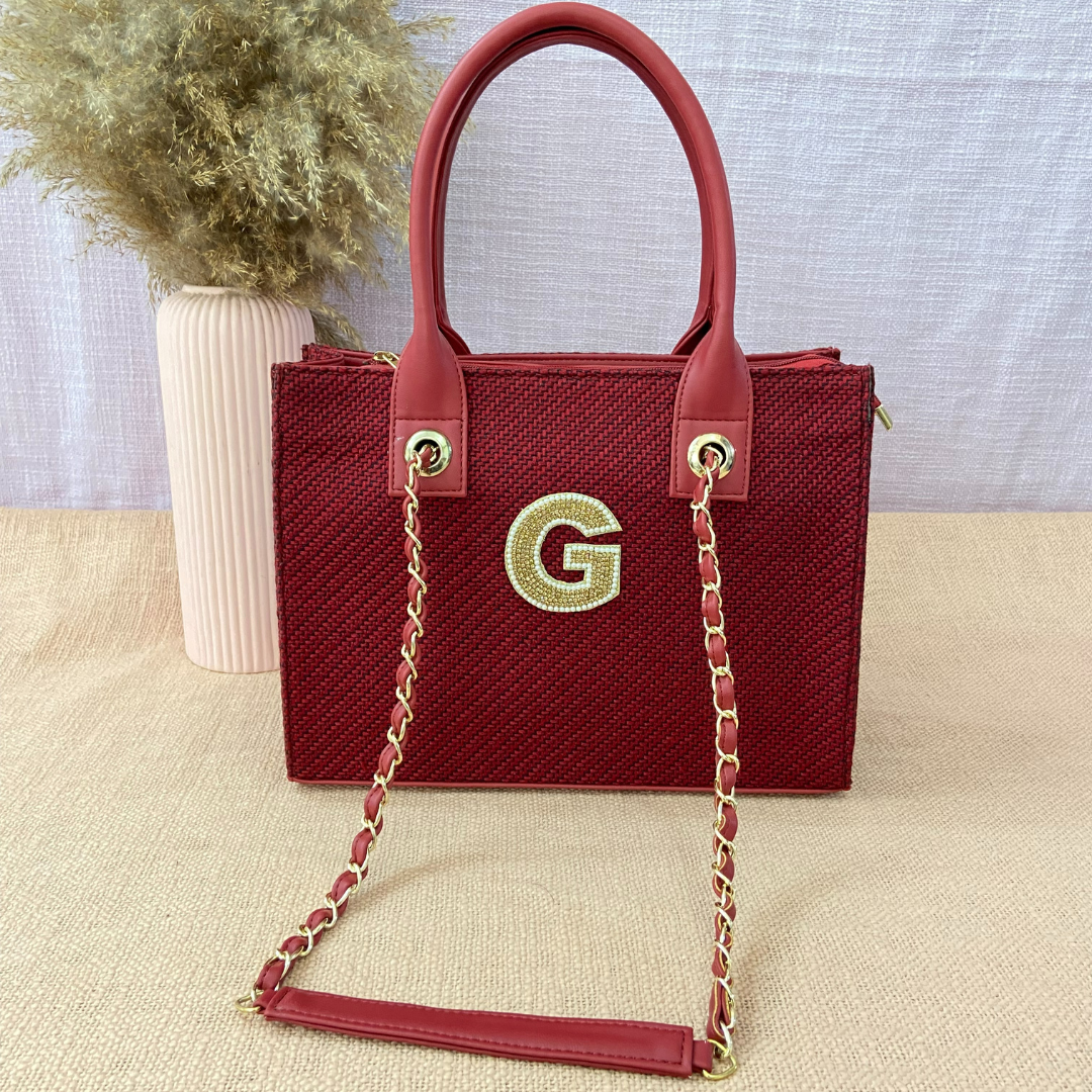 Mulberry Red Chain Tote 12inch