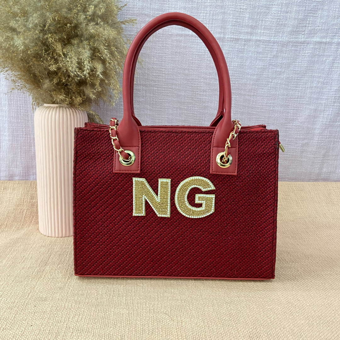 Mulberry Red Chain Tote 12inch