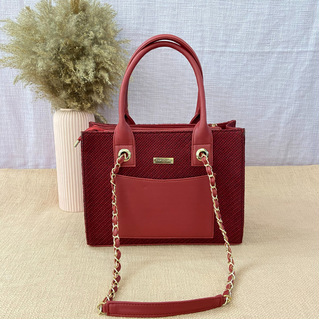 Mulberry Red Chain Tote 12inch