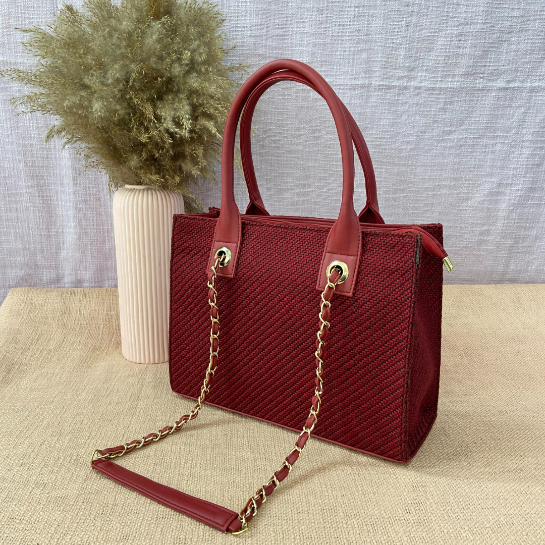 Mulberry Red Chain Tote 12inch