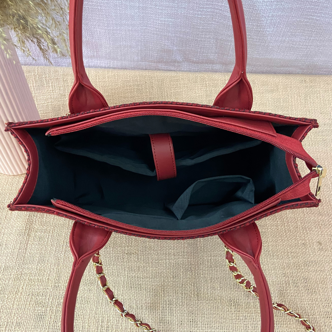 Mulberry Red Chain Tote 15inch.