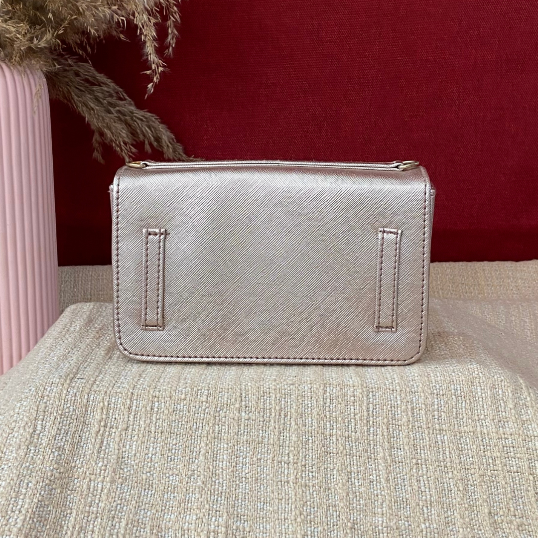 Rose Gold Box Style Waist Bag Phone Size.