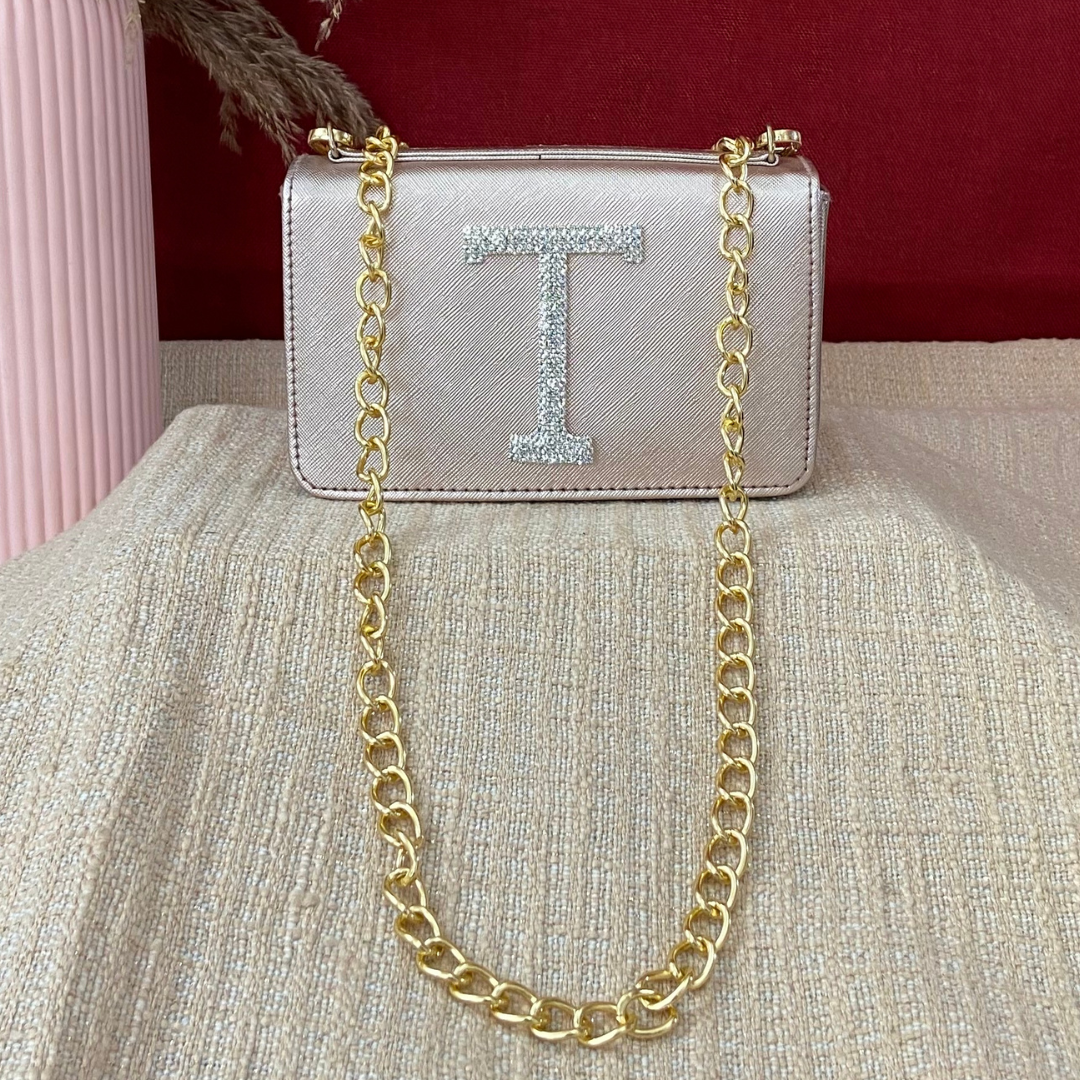 Rose Gold Box Style Waist Bag Phone Size.