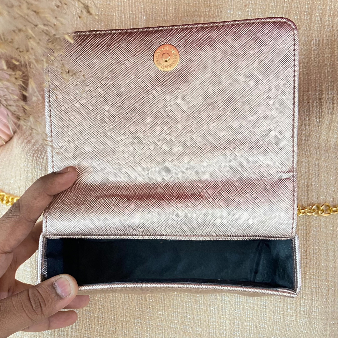Rose Gold Box Style Waist Bag Phone Size.