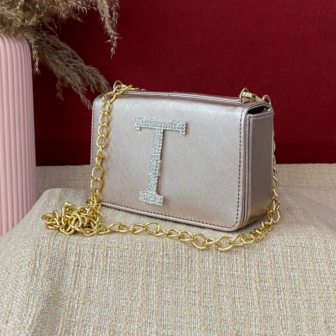 Rose Gold Box Style Waist Bag Phone Size.