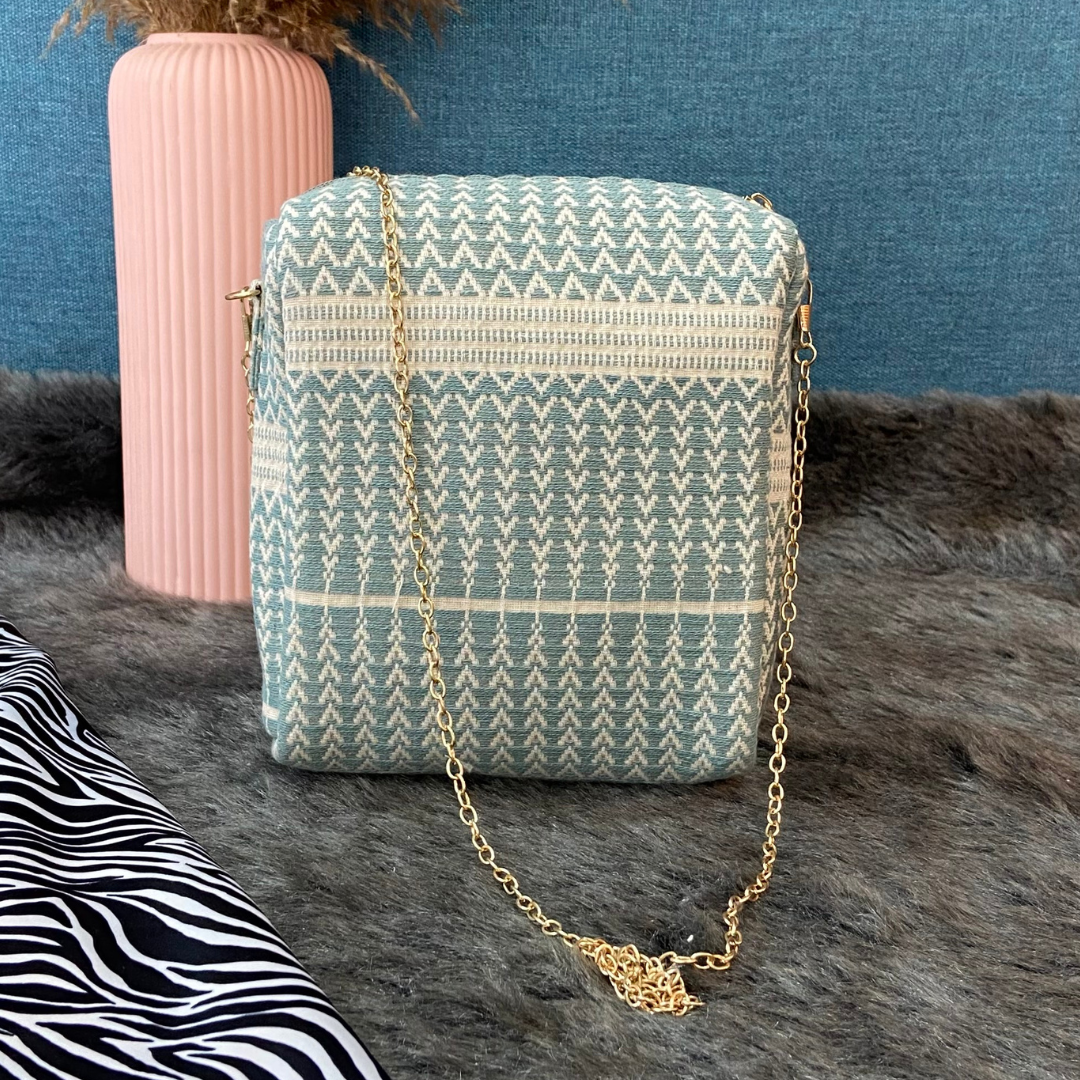 Sea Blue Tribal Sling Pouch