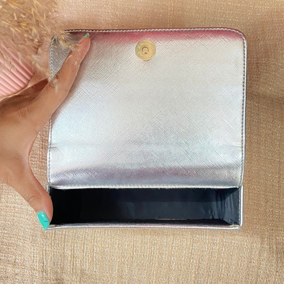 Silver Textured Box Style Waist Bag Phone Size.