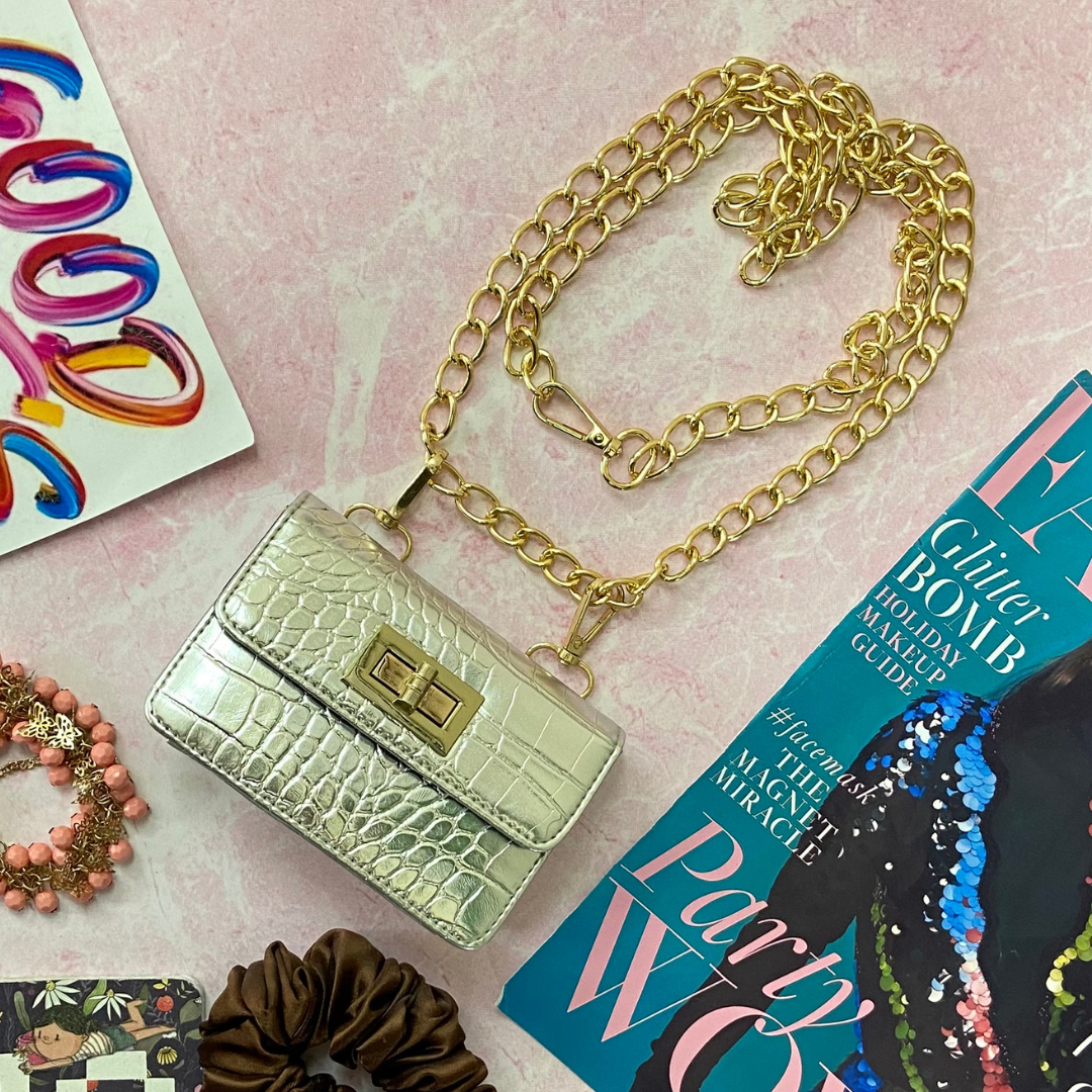 Silver Micro Clip-on Waist Cum Sling Bag